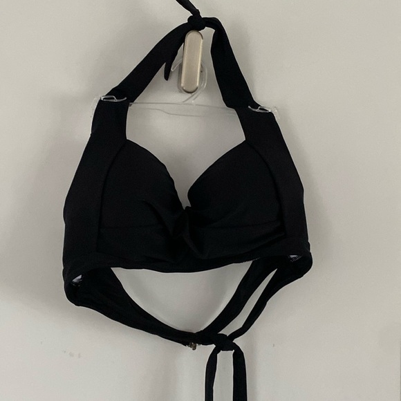 Black bikini tankini crossover criss-cross halter top padded - Picture 1 of 6